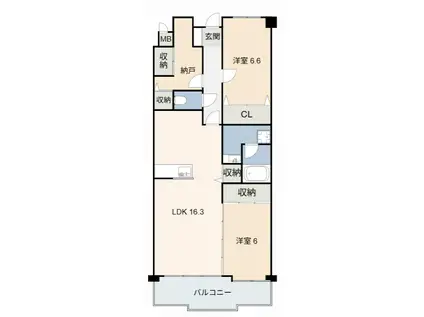 JIS東浦(2SLDK/6階)の間取り写真