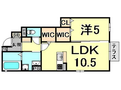 ブルースカイハイツ(1LDK/1階)の間取り写真