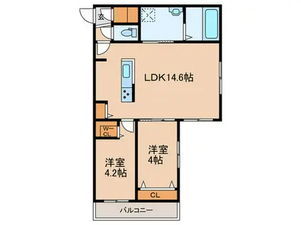 GA-福住1-1MS A棟(2LDK/2階)の間取り写真