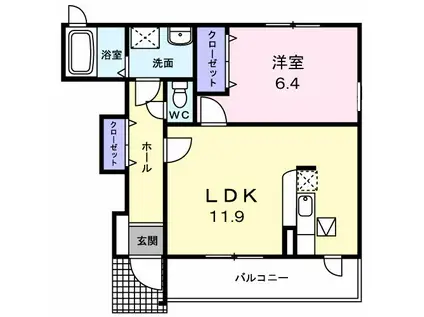 リガーレユーユー1番館(1LDK/1階)の間取り写真