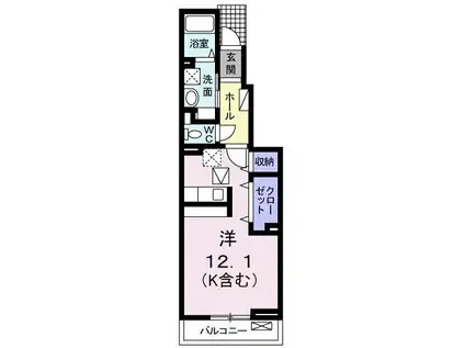 サンリット ノバ(ワンルーム/1階)の間取り写真