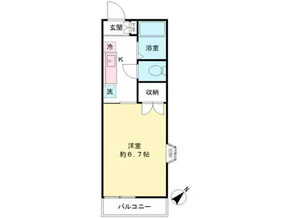 まろんハイツ(1K/2階)の間取り写真