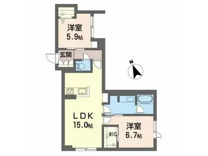 グランキューブ中井(2LDK/1階)の間取り写真