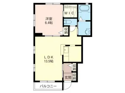 パインズA(1LDK/1階)の間取り写真