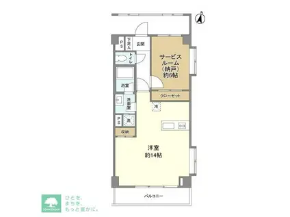 ウィスピア用賀(1LDK/2階)の間取り写真