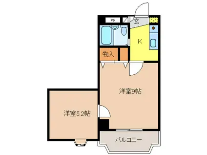 エクセル香蘭(2K/3階)の間取り写真