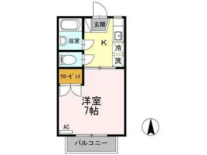 コンフォート屋島(1K/2階)の間取り写真