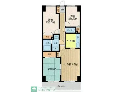 ガーデンシティ金沢文庫(2SLDK/2階)の間取り写真