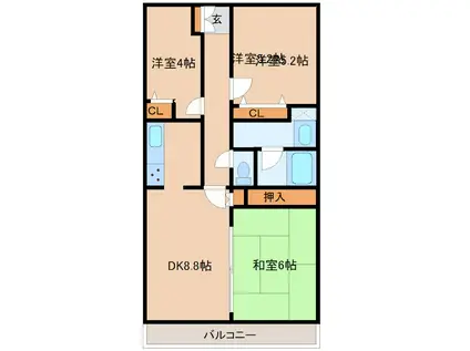 キャッスル土浦(3LDK/7階)の間取り写真