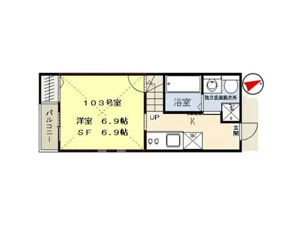 GRAN DE 愛宕橋(1K/1階)の間取り写真