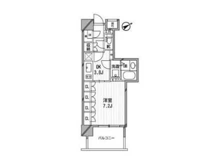 ライオンズシティ白金高輪(1K/6階)の間取り写真