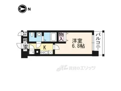 アクアプレイス京都聖護院(1K/3階)の間取り写真