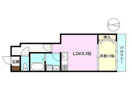 リノリノアパートメント美の里(1LDK/1階)の間取り写真