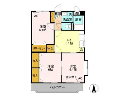 ユーミー信豊 平柳町(3DK/3階)の間取り写真