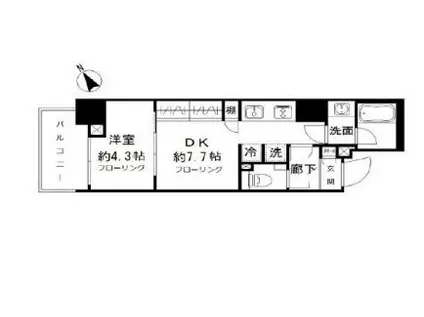 パークリュクス中野(1DK/3階)の間取り写真