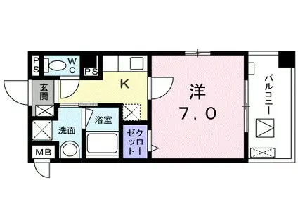 カーサG(1K/4階)の間取り写真