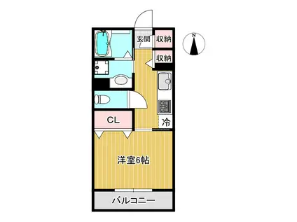 ROOMS黒髪(1K/2階)の間取り写真