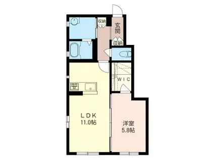 アムール・シャトーA(1LDK/1階)の間取り写真