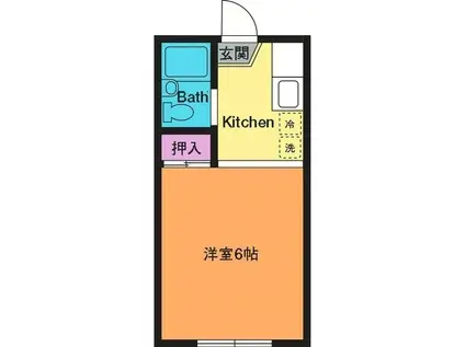 厚木コーポ(1K/2階)の間取り写真