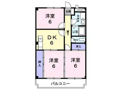 エリデシアフローラ(3DK/3階)の間取り写真