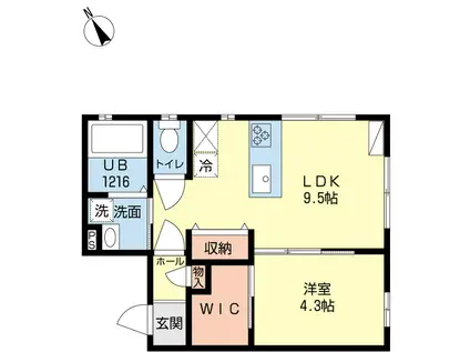 PRE関南町(1LDK/1階)の間取り写真