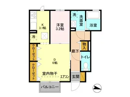 シャンテ藤代(1DK/1階)の間取り写真