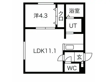 スペチアーレ山鼻(1LDK/3階)の間取り写真