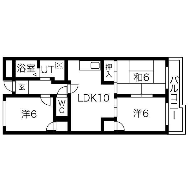 ハイツ南久宝寺(3LDK/4階)の間取り写真
