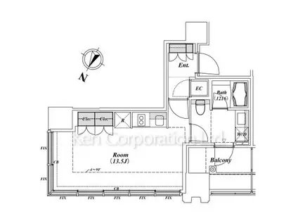 THE ROPPONGI TOKYO SUPERIOR RESIDE(ワンルーム/7階)の間取り写真