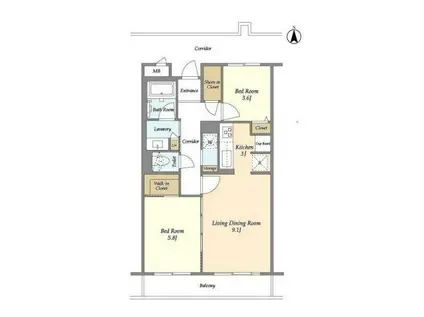 レスタ目黒(2LDK/3階)の間取り写真
