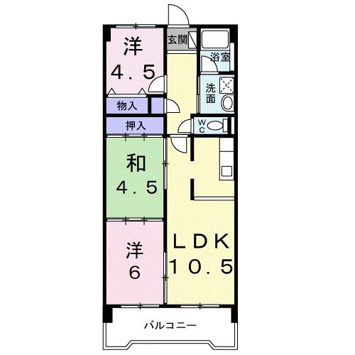 リバーサイドA(3LDK/3階)の間取り写真