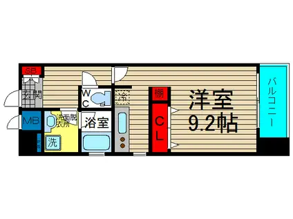 カイセイ江戸堀(1K/9階)の間取り写真