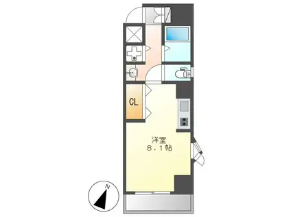 パルティール鶴舞(1K/9階)の間取り写真