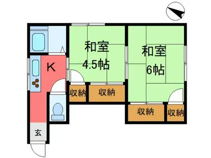 松島荘(2K/2階)の間取り写真