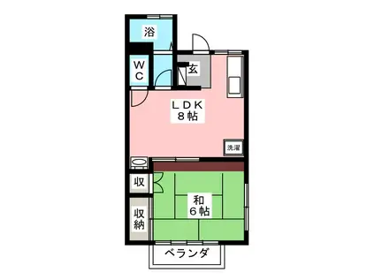 雅ハイツ(1LDK/1階)の間取り写真