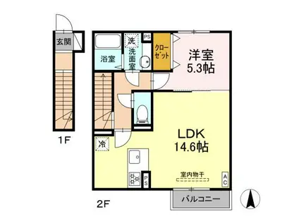 GRAND DーROOM J 庄内(1LDK/2階)の間取り写真
