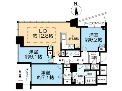 ザ・タワー大阪(3LDK/17階)の間取り写真