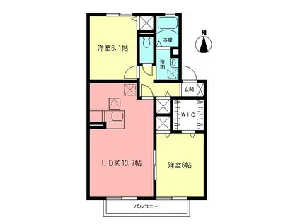 カサベルデ東淵(2LDK/1階)の間取り写真