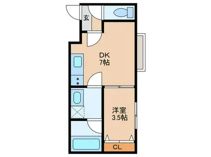 レジデンス大東(1DK/2階)の間取り写真