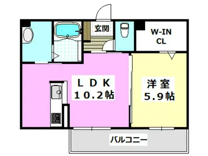 エスポワールアイ北春日丘II(1LDK/2階)の間取り写真