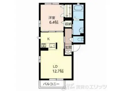 豊川モリハイツ A棟(1LDK/2階)の間取り写真