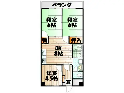 シャトレ中井(3DK/5階)の間取り写真