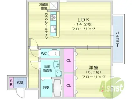 ガーデンコートAIHARA(1LDK/3階)の間取り写真