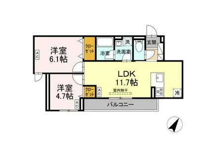 セレスティア細田C(2LDK/3階)の間取り写真