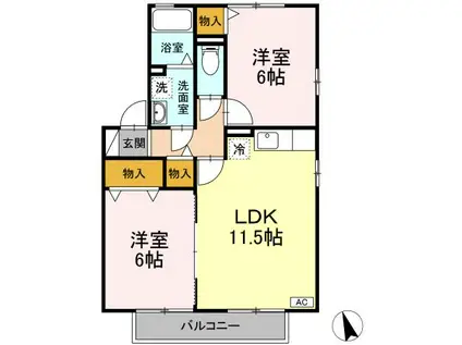 シェモア白山(2LDK/2階)の間取り写真