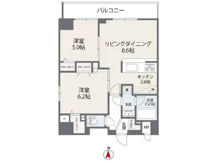 ETERVO MINOWA STATION FRONT(2LDK/5階)の間取り写真