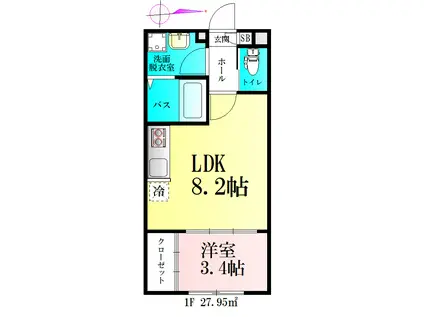 春ひなたのルミーナ(1LDK/1階)の間取り写真