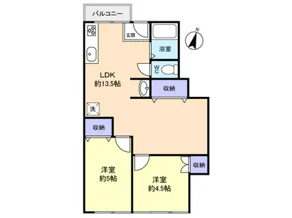 十字ビル(2LDK/2階)の間取り写真
