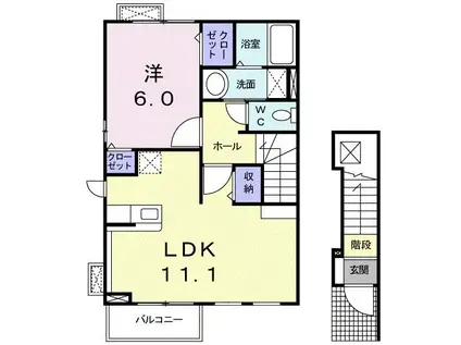 ミニヨンアンジュ・K(1LDK/2階)の間取り写真