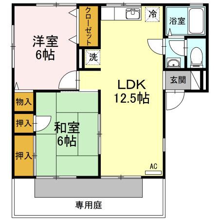 セジュール竹内A(2LDK/1階)の間取り写真